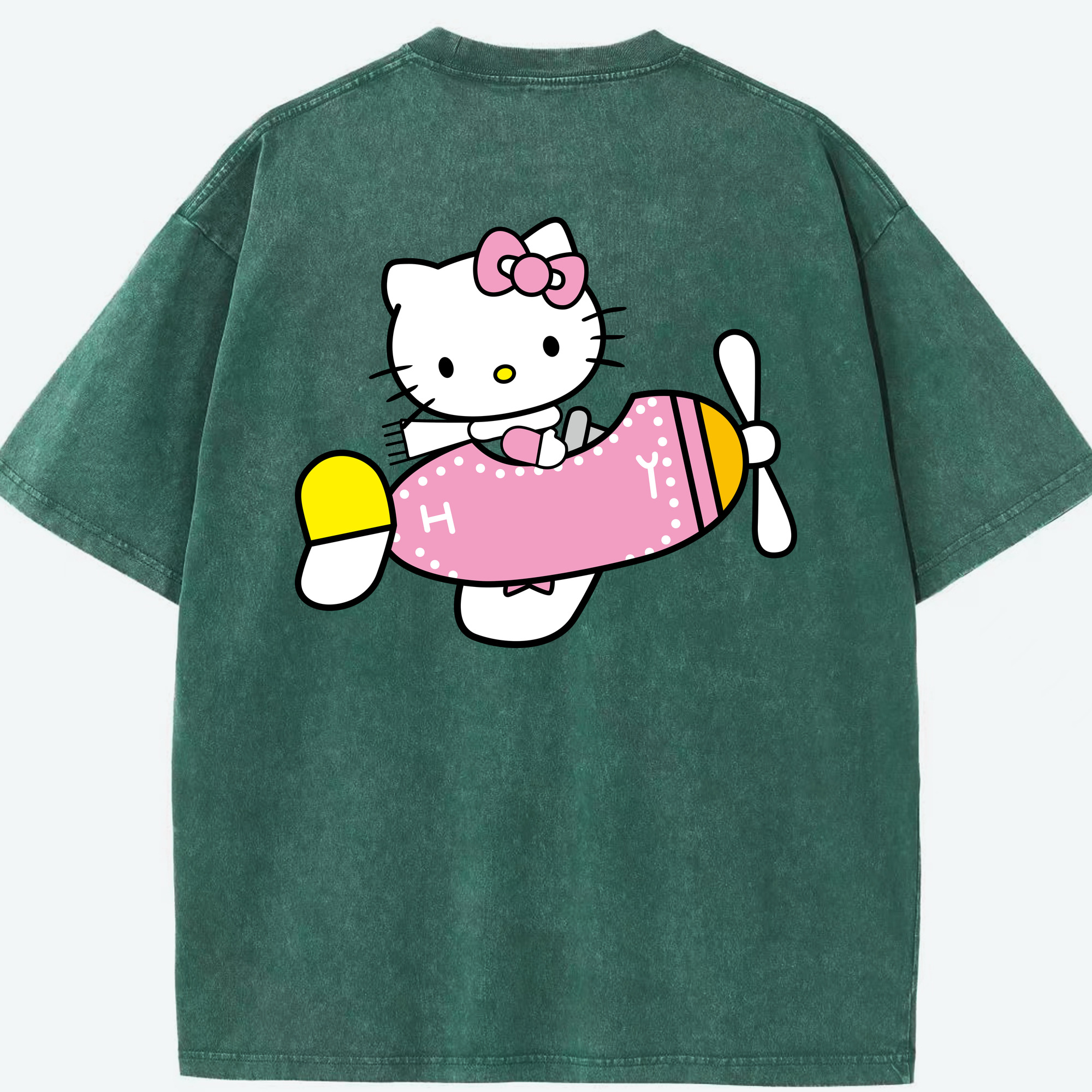 （画像用） Hello Kitty ハローキティ 綿100% ヴィンテージ風 半袖Tシャツ（背面プリント）